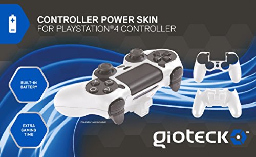 Gioteck - Controller Power Skin, Batería Incorporada, Color Blanco (PlayStation 4)