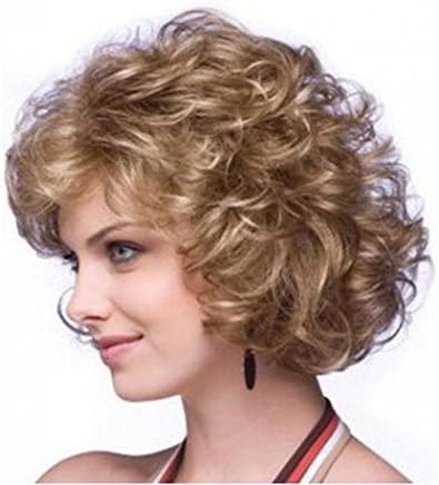 Synthetic Afro Kinky Curly Hair Wig for Black Woman Short Blonde Hair Fluffy Wavy Natural Looking Heat Resistance Fiber 11" 160g