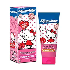 aquawhite Hello Kitty Toothpaste for Kids, Fluoride Free, Strawberry Flavor, For Age 2-14 Years, 80 grams
