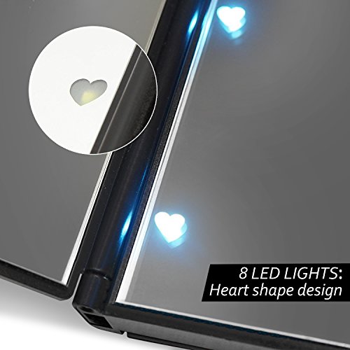 Aodoor Make Up Spiegel, 3 Seitig Faltbare Beleuchtet Schminkspiegel mit 8-LEDs für Make up und Rasur, die Reise oder das Bad (Einschließlich Batterien) - 4