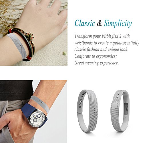 Für Fitbit Flex 2 Zubehör Ersatz Armband – iFeeker Classic Weiche Silikon Metall Schließe Uhr Buckle Design Armband Halter Tasche für 2016 Fitbit Flex 2 Fitness Activity Tracker (Klein oder Groß) - 5