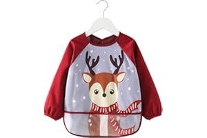 Blouse Peinture Enfant,Tablier Peinture,Imperméable Tablier De Peinture Enfant 2-4 Ans, Blouse Tablier Manches Longues Enfant avec Poches, pour Lactivité De Laboratoire,Cuisine, Activités Scolaires