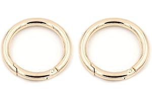 YUMATCH 2Pcs Metal Spring O Rings Spring Snap Clip Hooks Round Carabiner Snap Clip, Clamp Clasp Keyring Buckle for Bags Purses Handbag Strap, 38mm Gold