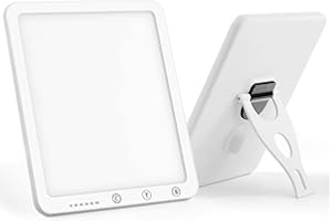 WARDBES Tageslichtlampe 10000 lux,6 Countdown-Timer Einstellbar,Tageslichtleuchte mit 3 Lichtfarben UV-Frei Vollspektrumlampe mit Stufenlosen Dimmen,Touch Control，Sonnenlampe für Jahreszeitliche Depression