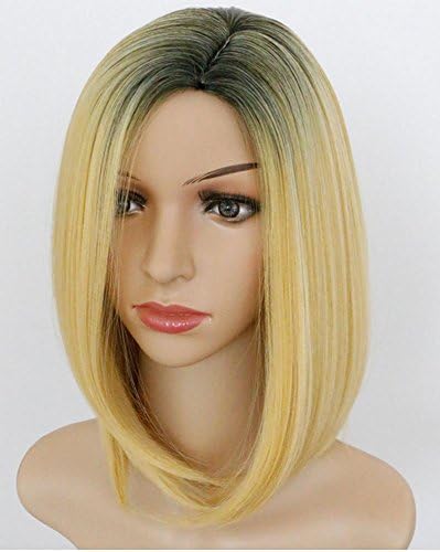 GBDSD Bob Wig Golden Wigs Short Straight Synthetic Hair Full Wig for Women for Women Cosplay Party Daily Use
