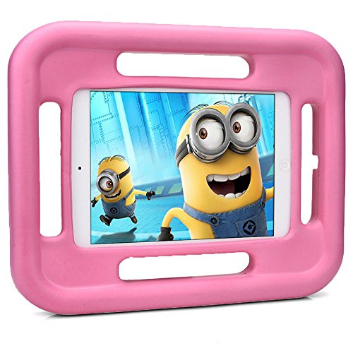 iPad Mini 1 / 2 / 3 / 4 Kinderhülle, COOPER GRABSTER strapazierfähige robuste, widerstandsfähige, stoßfeste, schützende Spielhülle für Kinder mit 4 Griffen & kostenlosem Displayschutz (Pink)