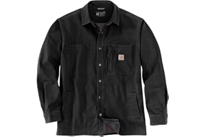 Carhartt herr Rugged Flex Relaxed Fit Canvas Fleece fodrad Snap-front Shirt Jac Work Utility Button Down Shirt