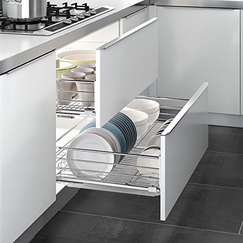 Küchenschublade Teleskopschublade Schublade für Küchen-oder Schlafzimmerschränke Korbauszug Schrankauszug silber Vollauszug in verschiedenen Breiten (60cm) - 3