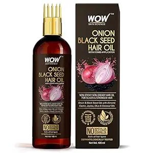 WOW Skin Science Onion Hair Oil for Hair Growth and Hair Fall Control - With Black Seed Oil Extracts - with COMB APPLICATOR - 100 ml