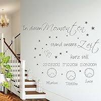 Wandtattoo AA170 In diesen Momenten stand unsere Zeit kurz still. Personalisiert mit Namen, Datum und Geburtsuhr Wandaufkleber Wohnzimmer Kinderzimmer Flur...Geburt, Taufe, Namenstag, Hochzeit