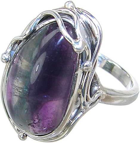 Flourite Sterling Silver Ring size P 1/2 Adjustable