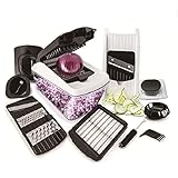 Mit dem eingebauten Deckel können Sie Lebensmittel direkt in eine 1,2-Liter-Auffangschale schneiden, ohne das Messer und das Schneidebrett zu beschmutzen.