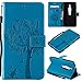 Produktbild Everainy Sony Xperia XZ2 Premium Hülle Silikon PU Leder Case Gummi Schutzhülle Katze Baum Muster Kartenfach Magnet für Sony Xperia XZ2 Premium Brieftasche innen TPU Bumper Handyhülle Hüllen (Blau)