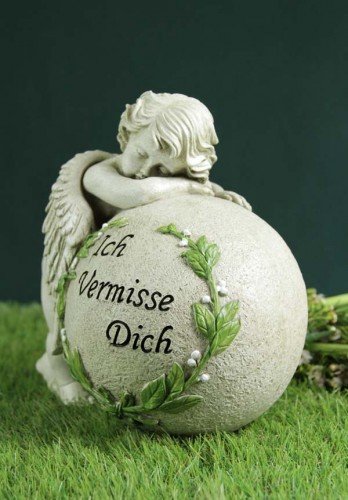 Grabengel an Kugel gelehnt „Ich vermisse Dich“ - 4