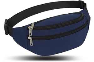 RIDIRUN Sac Banane, Sac à la Taille Ceinture de Course Homme Femme Sacoche Banane Etanche Réglable pour Cyclisme Gym Balade Escalade Voyage Randonnée Vacances (Bleu foncé)