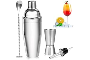 Gohytal Cocktail Shaker Set, 750ML Cocktailshaker Set, Coctail Mixer mit Messbecher Barlöffel Umleitung Düse Professionelles ​Barzubehör Werkzeug Bartender, Vatertag Geburtstag Hochzeit Geschenke