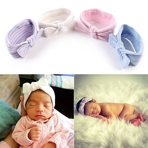 Demiawaking Baby Kinder Mädche Bowknot Stirnband Baumwolle Stretchbar Schmetterling Knoten Haarband - 2
