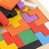 Peradix Tetris Tangram Holzpuzzles Lernspielzeug Intelligenz Pädagigisches Spielzeug für Kinder ab 3 Jahre - 
