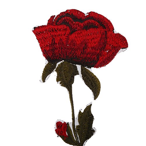 MagiDeal 2pcs rose blumen Stickerei Nähen Aufnäher Aufbügler Applikation - 7