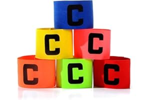 SEULLY 6 Pcs Football Captain Armband,Professional Multicolor Captain's Armband,Flexible and Scalable,C Standard Elasticated Armband for kids and Adult,Suitable For Multiple Ball Sports