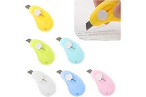 Wondsea Lot de 6 mini cutters de boîte, mini cutter, mini couteau utilitaire, ouvre-lettres rétractable, mini couteau multifonction macaron, pour enveloppes, découpe de carton, papier, boîtes