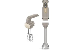 ‎NINJA Ninja Foodi 3-in-1 Stabmixer, Handmixer & Zerkleinerer, Stufenweise Anlauf, 2 Misch-und 5 Rührgeschwindigkeiten zum Zerkleinern, Mischen, Kneten und mehr, spülmaschinenfest, Stone Gold CI100EUSTGD