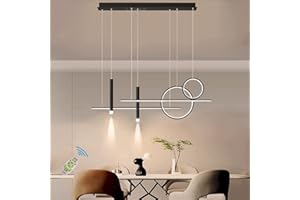 LANEKD Lampa wisząca pierścieniowa, lampa wisząca LED, do jadalni, 40 W, ściemniana, z regulacją wysokości, designerska lampa wisząca, nowoczesne biuro, kuchnia, gabinet, oświetlenie wewnętrzne (czarna)