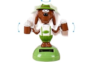 URFEDA Dashboard Ornament Dog Doll Toys Figures Bobblehead Car Interior Dashboard Decoration Car Shake His Head Dog Figurine Solar Powered Moving Car