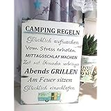 Camping Regeln Holzschild im Shabby Vintage Style