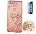 Produktbild Utra-Thin iphone 6s Plus Hülle Silikon Transparent,Iphone 6 Plus Hülle,3D Glitzer Strass ISENPENK® Schutzhülle TPU Case Schutzhülle Silikon Crystal Kirstall Clear Case Durchsichtig Weichem Silikon Handy Gürtel Tasche Muster Pour Apple Iphone 6/6S Plus 5.5 Zoll–[ Diament Rose Goldring Bogen] Mit Panzerglas Folie
