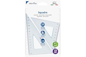 Pryma Set di 2 Squadre Trasparenti | 45° e 60° per Disegno Tecnico, Scuola e Ufficio