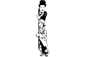 CUSTOM VINYL vinilo decorativo "Charles Chaplin, The Kid". Color a elegir (M - 110x30cm (pegar derecha), Negro)
