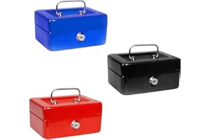 VETRINE INRETE Vetrineinrete® Cassetta portavalori cassaforte di sicurezza in metallo con scomparto e divisori portamonete doppia chiave 30X24X9 CM P37