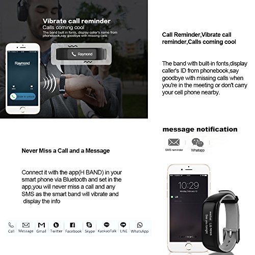 ROGUCI 0.86 „OLED Bluetooth Wearable Smartband, wasserdichtes IP67 intelligentes Armband Wristband, Blutdruck-Monitor, Puls-Monitor,Grau - 3