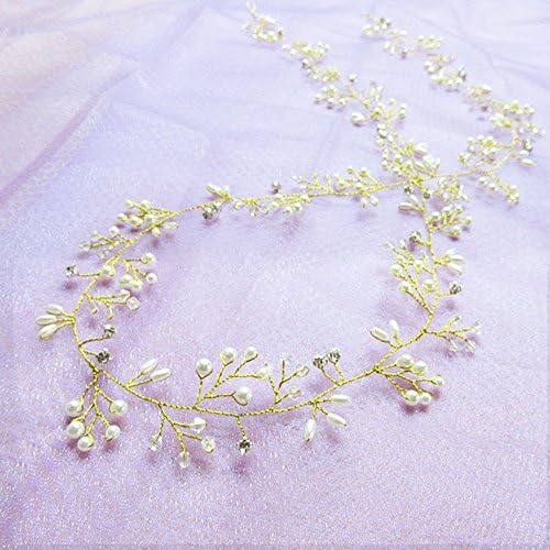 Ssowun Fletion Headbands Rhinestones Beads Vine Hair Headbands Bridal Wedding Jewelry Hair Accessories 0.5m/1m