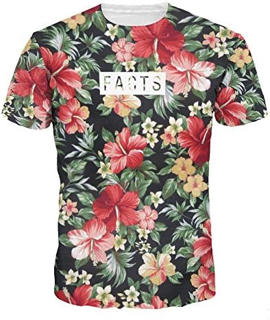 Burst of Creative Flowers Digital Printing Men's Shirt Fashion Supply Short-Sleeved Crew Neck T-Shirt Men NA264 L