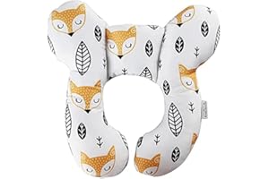 gudong Bébé Voyage Oreiller Poussette Siège De Voiture Doux Tête Et Cou Soutien Oreiller Bébé Voyage Cou Oreiller pour Les Nourrissons 0-1 Ans (Renard Jaune)
