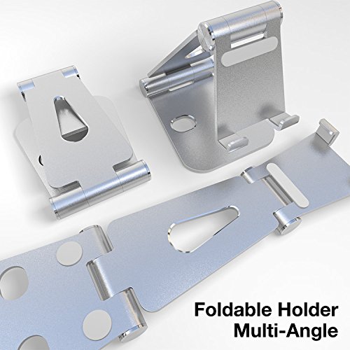 SLEO Supporto Tablet, Porta cellulare Universale Stand stand da tavolo pieghevole e regolabile Multi-Angolo Holder per Nintendo Switch, Tutti gli iPhone, iPad, Smartphone, Tablet, Kindle - Argento