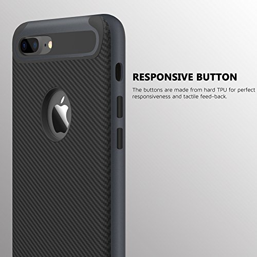 iPhone 7 Plus caso la armadura prima Doble capa paragol pes Marco duro de la PC TPU interior fibra de carbono recubierta con una excelente antideslizante y la cubierta a prueba de golpes caso para el iPhone 7 plus- Negro iPhone 7 Plus caso la armadura prima Doble capa paragol pes Marco duro de la PC TPU interior fibra de carbono recubierta con una excelente antideslizante y la cubierta a prueba de golpes caso para el iPhone 7 plus- Negro