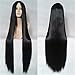 Produktbild XY Fancy Damen lange gerade Haar ohne Pony Cosplay Perücke Kunsthaarperücke 100cm, Schwarz