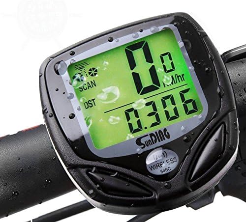 Multifunctional Bicycle Computer, Wireless Waterproof Speedometer Odometer with LCD Display Motion Sensor for Outdoor Cycling Real-Time Speed Track - Black