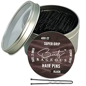 Super Grip - Hair Pins - Black - 400 Ct - Handy Reusable Tin