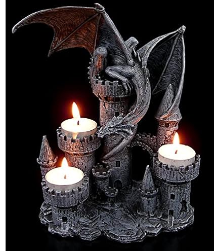 Coppia Draghi Portacandele Gotici - Statue Decorazione Casa Stile Medievale - Foto 9
