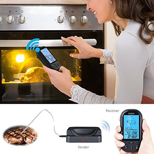 SIEGES Wireless Barbecue Thermometer Cadrim Bratenthermometer Digital BBQ Grill Thermometer Ofenthermometer mit großes Display & Funk-Empfänger Zeitmesser voreingestellten BBQ Temperaturen für das Kochen,Grill,Backofen,Fleisch ,Türke,Steak - 5