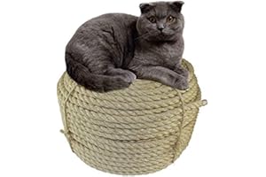 HJUMARAYAN Corde Jute Ficelle Corde 6mm 15m Corde Arbre à Chat Rechange, Natur Corde Sisal pour Le Bricolage, Décoration de Meubles, Jardinage, Arbre a Chat Exterieur
