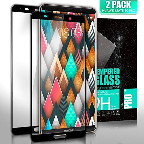 Kiomi Huawei Mate 10 Pro Screen Protector, [2 Pack] Full Coverage Tempered Glass Screen Protector, Ultra Clear, 9H Scratch Resist Hardness, Easy Installation for Huawei Mate 10 Pro - Black