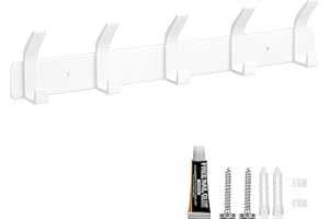 Eucomir Kleiderhaken, Kleiderhaken Wand Kleiderhaken Zur Wandmontage Mit 5 Haken,Selbstklebende Handtuchhaken, Gaderobenhaken Für Wohnzimmer, Küche, Badezimmer Et(Weiss)