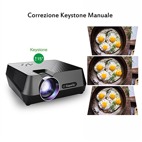 ExquizOn GT-S9 Portatile Multimedia LCD Proiettore 2200 Lumens Supporta USB Cavo Connessione con Smartphone HDMI USB VGA AV TF Interfacce per Home Teatro Film Divertimento