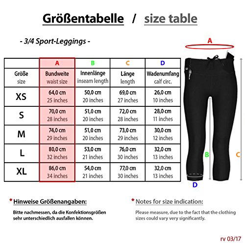 Sport-Leggings Damen 3 4 mit Hüfttasche für Handy Laufhose capri dreiviertel 3/4 Fitness Sport tights schwarz muster yoga hose sporthose jogging farbig dreiviertel 3/4 lang von Formbelt - 3