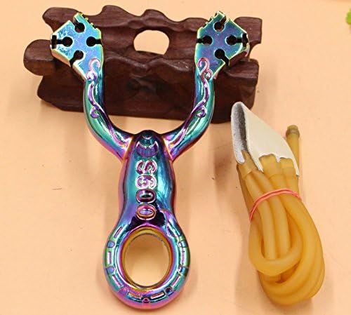 S600 Alloy Slingshot Colorful with Eight Strip Rubber Bands Powerful for Outdoor Athletics Competition Target Practice